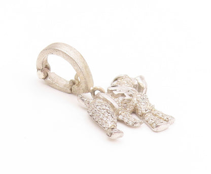 925 Sterling Silver Vintage Pendant Designer CZ Inlay Horse Charm  PT23954