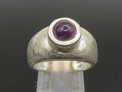 DESIGNER 925 Silver  Vintage Shiny Cabochon Cut Amethyst Ring Sz 7  RG24264