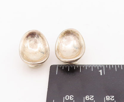 925 Sterling Silver Vintage Earrings Solid Designer Oval Bowl Shape  EG13139