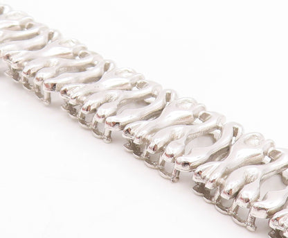925 Sterling Silver Vintage Bracelet Modernist Sculptural Link Chain  BT11480