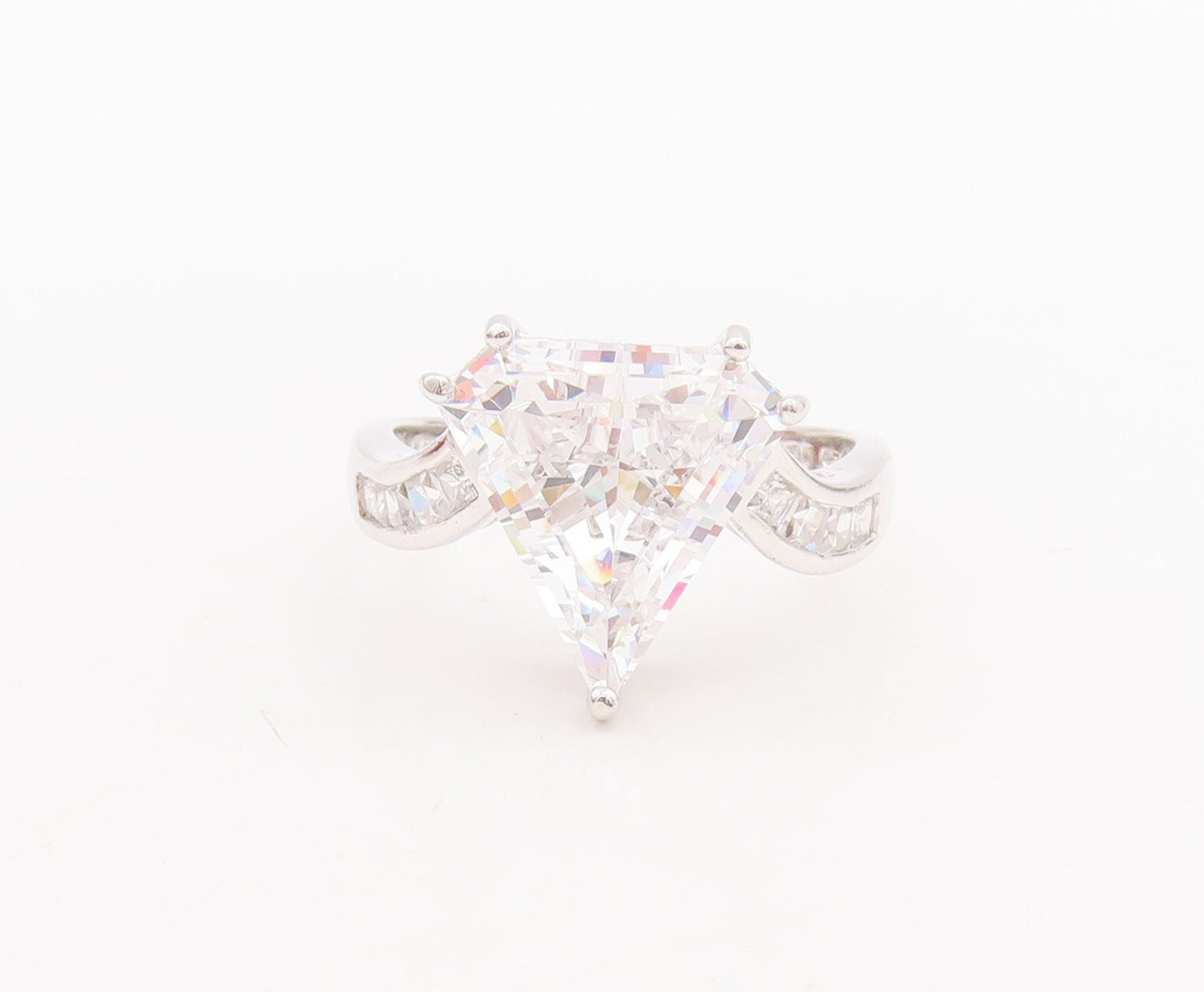 925 Sterling Silver Vintage Ring ROSS SIMONS Triangle Cutout CZ  Sz 9  RG28789