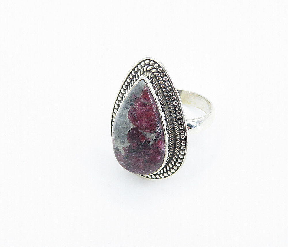 925 Sterling Silver  Cabochon Cut Jasper Shiny Cocktail Ring Sz 6.5  RG8517
