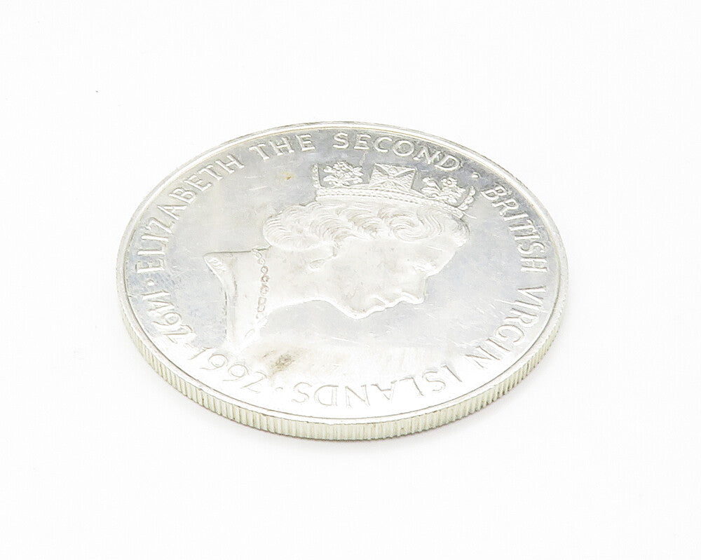 925 Sterling Silver  Vintage Shiny British Virgin Islands Coin  TR2057