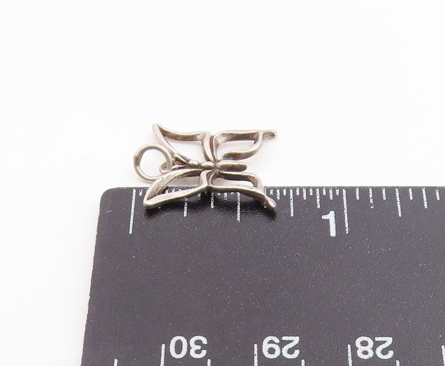 925 Sterling Silver Vintage Shiny Open Butterfly Motif Drop Pendant  PT18021