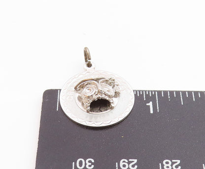 925 Sterling Silver  Vintage Shiny Congrats Graduation Owl Pendant  PT15517