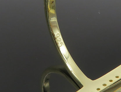 925 Sterling Silver  Vintage Topaz Gold Plated Shiny Band Ring Sz 8  RG24053