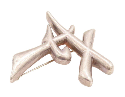 925 Sterling Silver Vintage Brooch Pin MFA Carved Word Saying Friendship BP10842