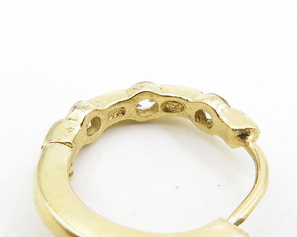 925 Sterling Silver  Vintage Cubic Zirconia Gold Plated Hoop Earrings  EG9667