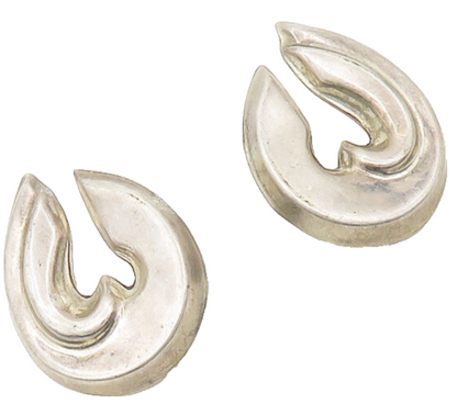 MEXICO 925 Sterling Silver  Vintage Hollow Modernist Drop Earrings  EG9052