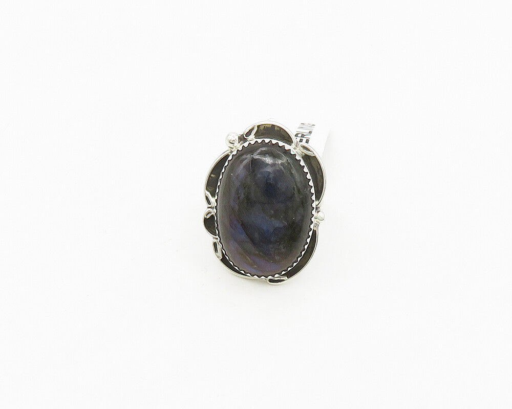 BERNADINE BEGAY TSOSIE NAVAJO 925 Silver  Labradorite Ring Sz 8.5  RG17853
