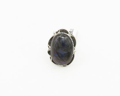 BERNADINE BEGAY TSOSIE NAVAJO 925 Silver  Labradorite Ring Sz 8.5  RG17853