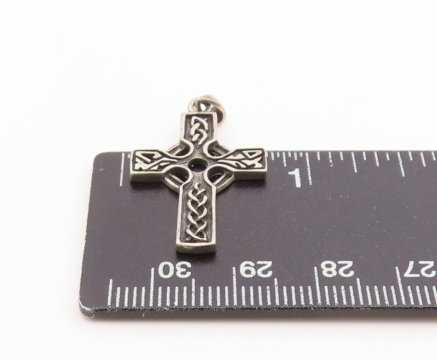 925 Sterling Silver Vintage Pendant Classic Celtic Knotwork Cross Charm  PT26582