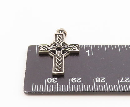 925 Sterling Silver Vintage Pendant Classic Celtic Knotwork Cross Charm  PT26582