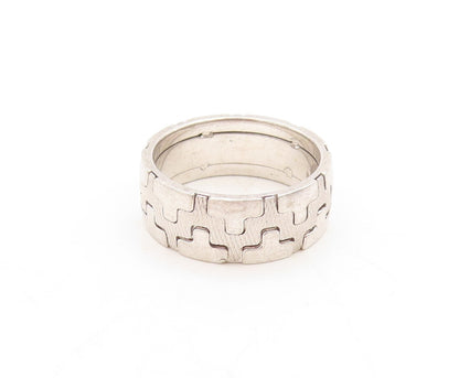 925 Sterling Silver Vintage Ring Brutalist Cutout Box Cut Design Sz 8.5  RG31348