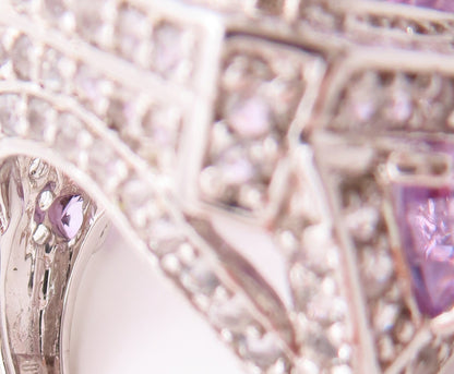 925 Sterling Silver Vintage Ring Carved Square Cut Amethyst Topaz  Sz 7  RG29457