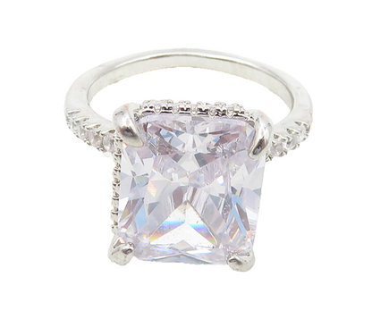 925 Sterling Silver  Sparkling Cubic Zirconia Cocktail Ring Sz 6  RG18983
