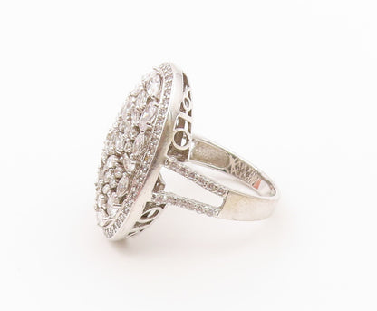 925 Sterling Silver Vintage Ring Multi Shape CZ Gala Cluster  Sz 7.5  RG36630