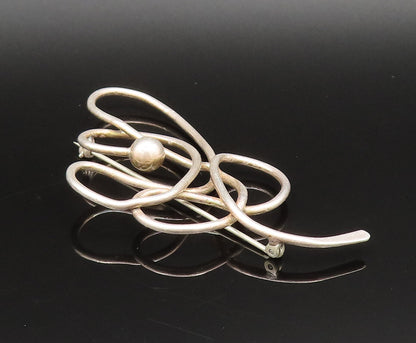 925 Sterling Silver  Vintage Bead Ball Knot Twist Outline Brooch Pin  BP9769