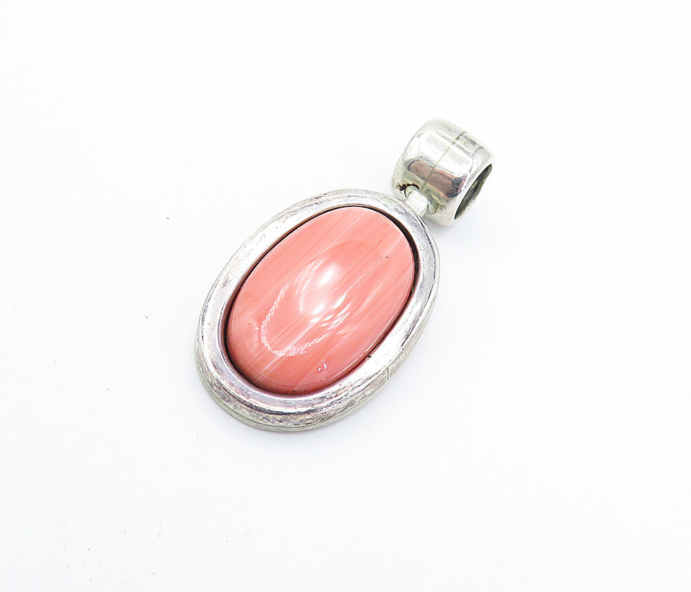 MEXICO 925 Silver Vintage Cabochon Cut Rhodochrosite Oval Pendant PT5108