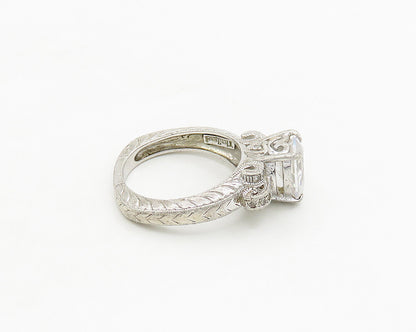 925 Sterling Silver  Vintage Tear Drop Cubic Zirconia Band Ring Sz 7  RG17659