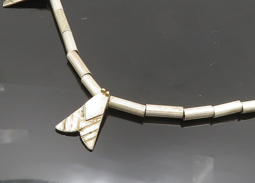 M&J SAVVIT 925 Silver & 14K GOLD  Vintage Arrow Charmed Chain Necklace  NE3346