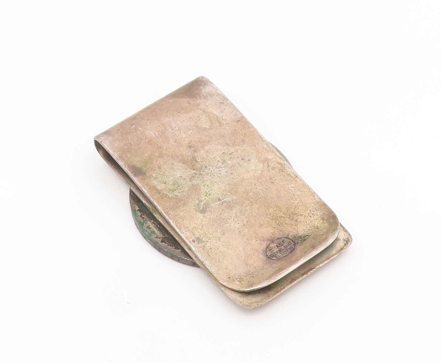 925 Sterling Silver Vintage Money Clip CHASE MEXICO Etched Eagle Coin  TR4216