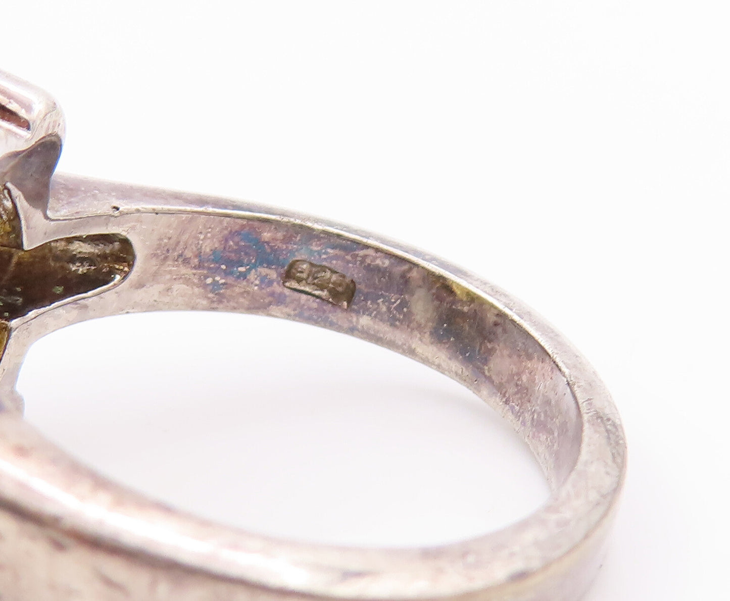 925 Sterling Silver Vintage Ring Large Oval Cut Real Citrine  Sz 6  RG28175