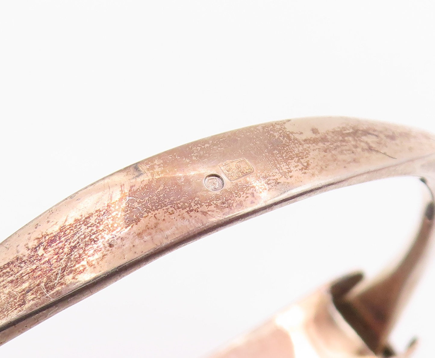 925 Sterling Silver Vintage Bracelet POLAND Amber Geometric Bar Bangle  BT11972