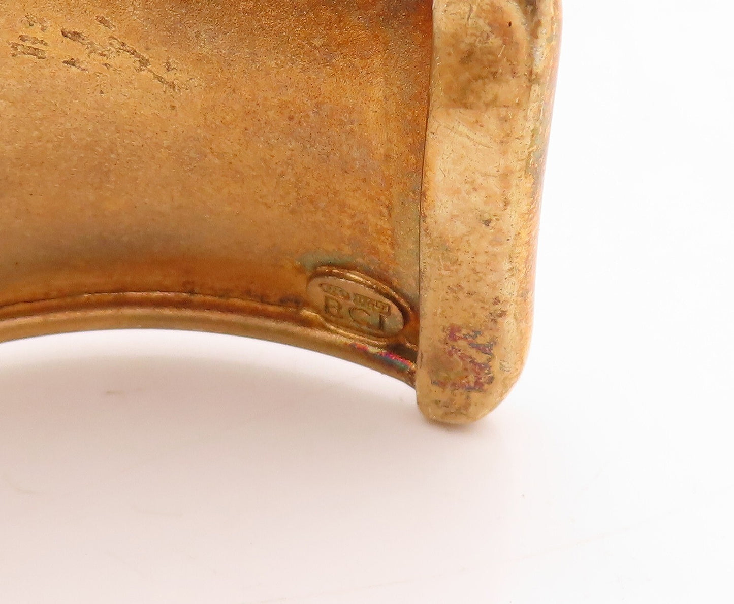 925 Sterling Silver Vintage Bracelet  Gold Plated Solid Brad Band Cuff  BT10906