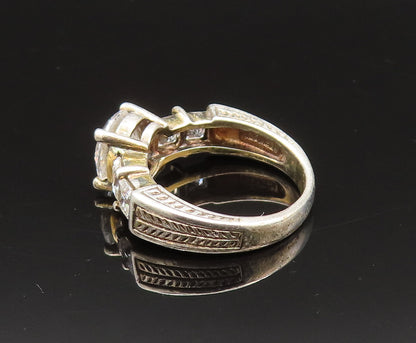 925 Silver  Vintage Multi Cubic Zirconia Etched Shank Ring Sz 6  RG25630