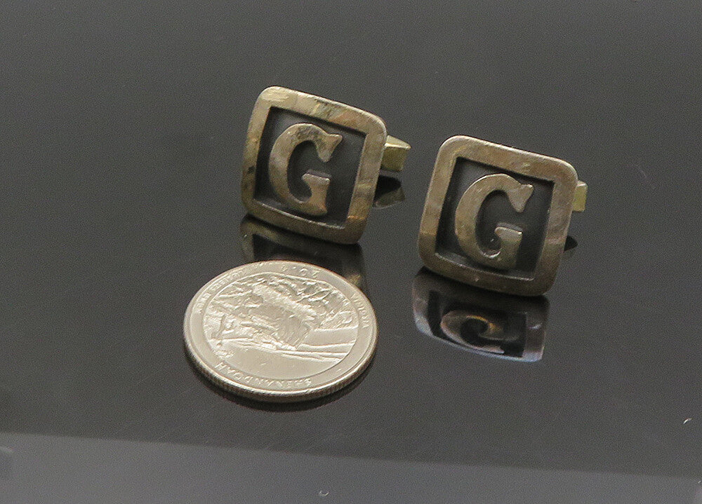 RANCHO ALEGRO TAXCO 925 Silver  Vintage Oxidized G Initial Cufflinks  TR2965