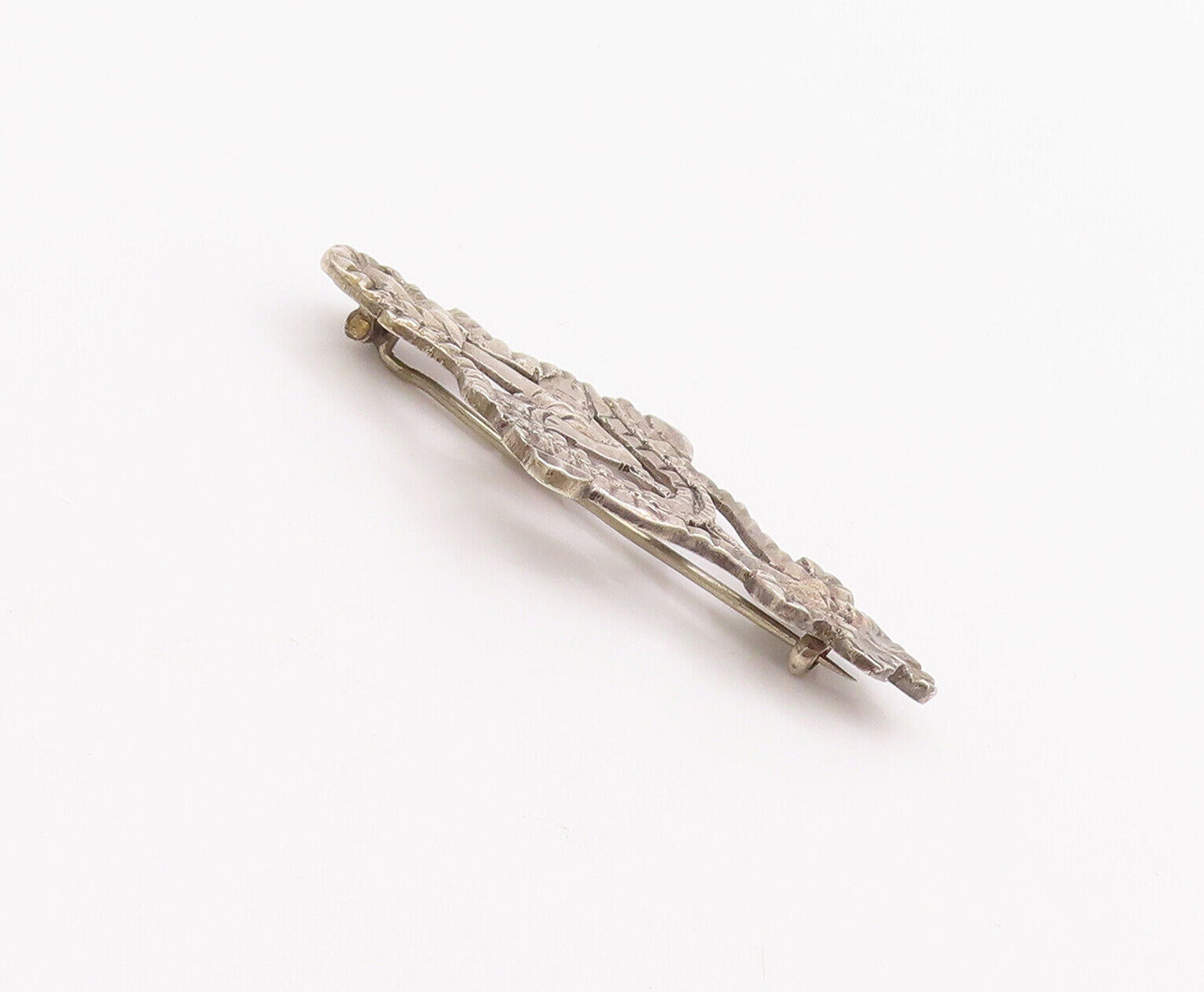 925 Sterling Silver Vintage Brooch Pin Dented Carved Trible Design  BP10937