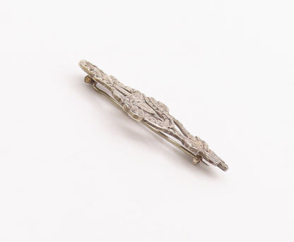 925 Sterling Silver Vintage Brooch Pin Dented Carved Trible Design  BP10937