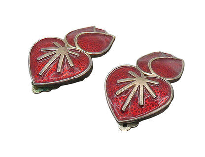 EUROPEAN 925 Silver  Vintage Heavy Floral Heart Non Pierce Earrings  EG11424