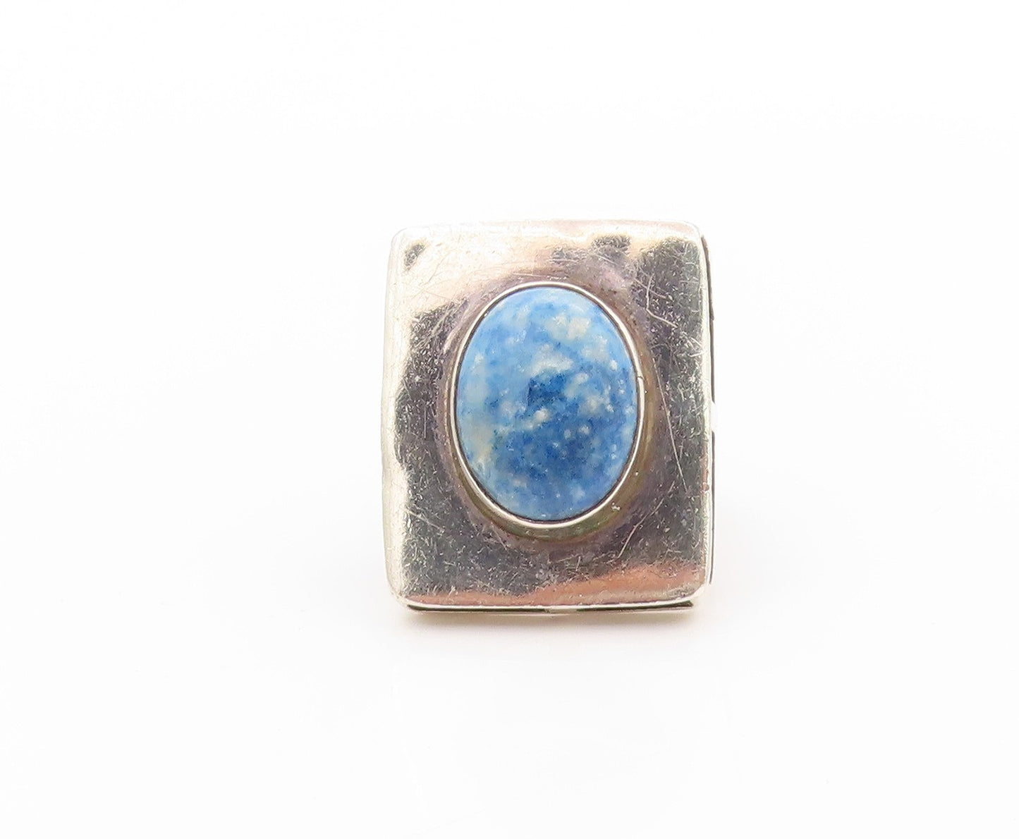 925 Sterling Silver Vintage Ring Minimalist Oval Cabochon Sodalite Sz 8  RG32594