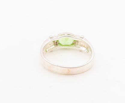 925 Sterling Silver Vintage Ring Hinged Oval Cut Peridot  Sz 7.5  RG31133