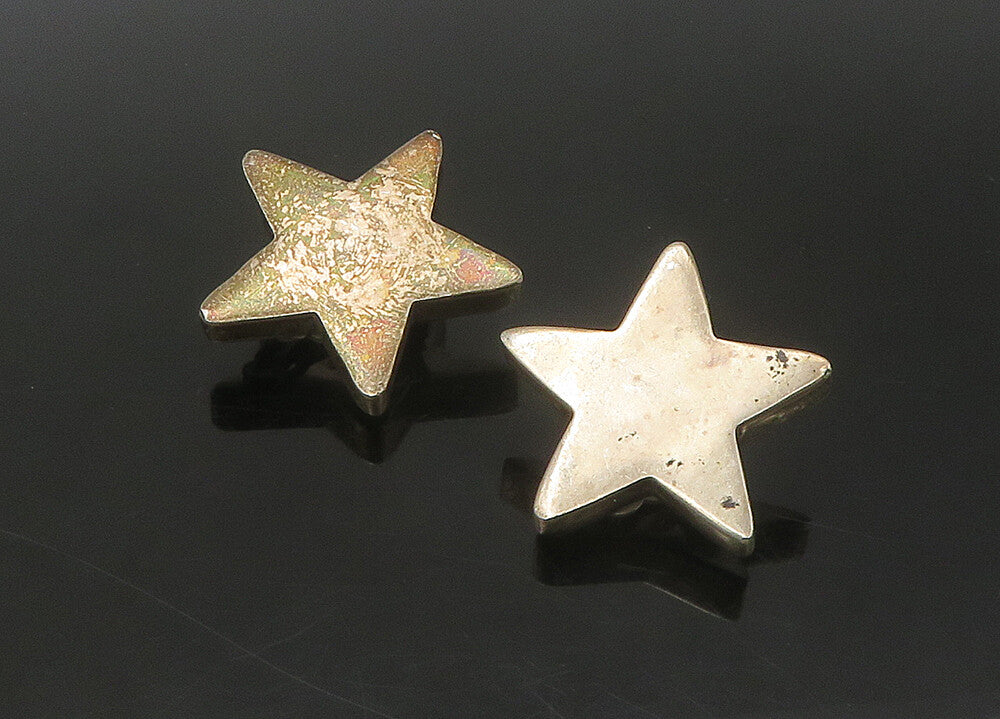 MEXICO 925 Silver  Vintage Dark Tone Hollow Star Non Pierce Earrings  EG10911