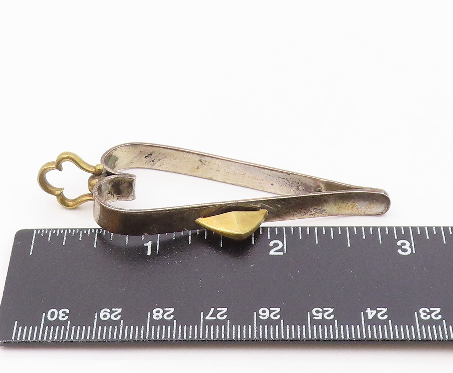 925 Sterling Silver  Vintage Two Tone Open Love Heart Drop Pendant  PT9951
