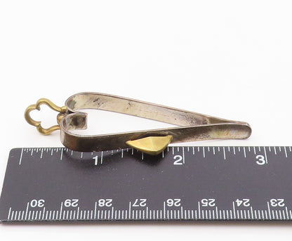 925 Sterling Silver  Vintage Two Tone Open Love Heart Drop Pendant  PT9951