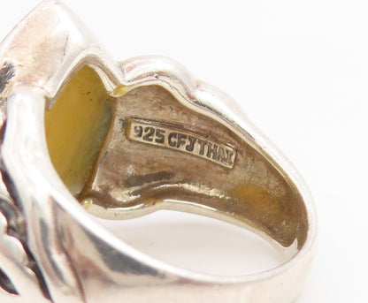 925 Sterling Silver Vintage Ring Carved Floral Scrollwork Band  Sz 6  RG33880