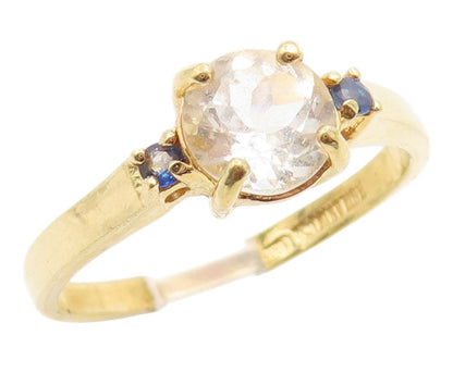 925 Sterling Silver Vintage Ring Gold Plated Topaz & Sapphire Band Sz 9 RG36230