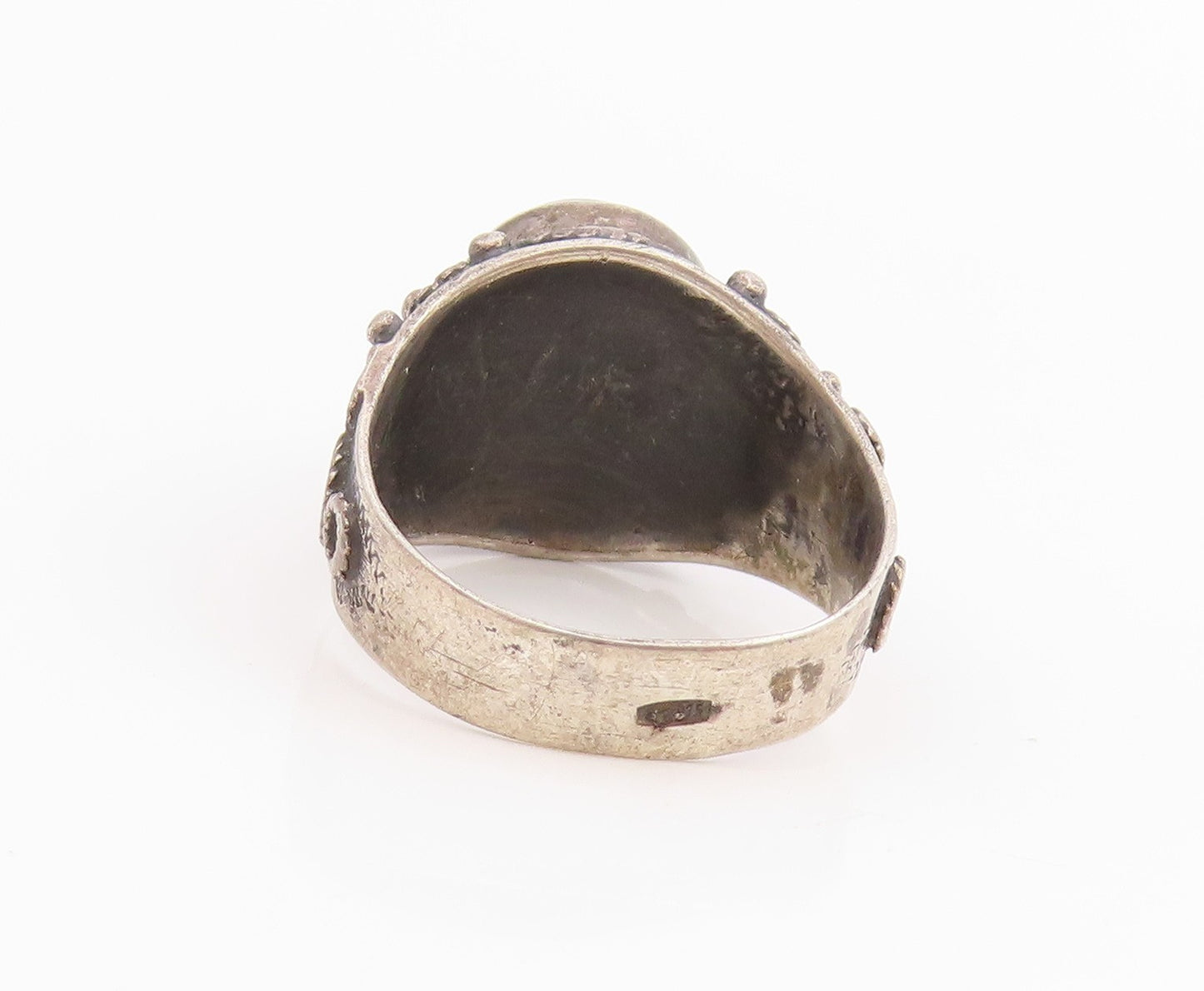 925 Sterling Silver Vintage Ring Cabochon Onyx Statement Band  Sz 7.5  RG34463