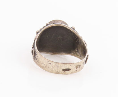 925 Sterling Silver Vintage Ring Cabochon Onyx Statement Band  Sz 7.5  RG34463