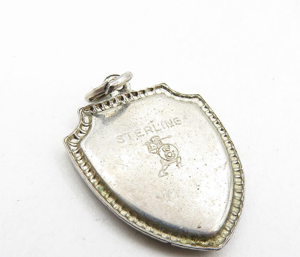 925 Sterling Silver  Vintage Enamel Coated Myrtle Beach Shield Pendant  PT6893