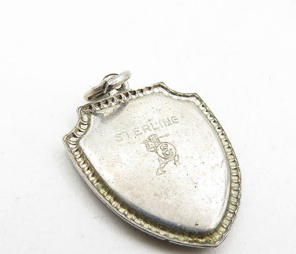 925 Sterling Silver  Vintage Enamel Coated Myrtle Beach Shield Pendant  PT6893