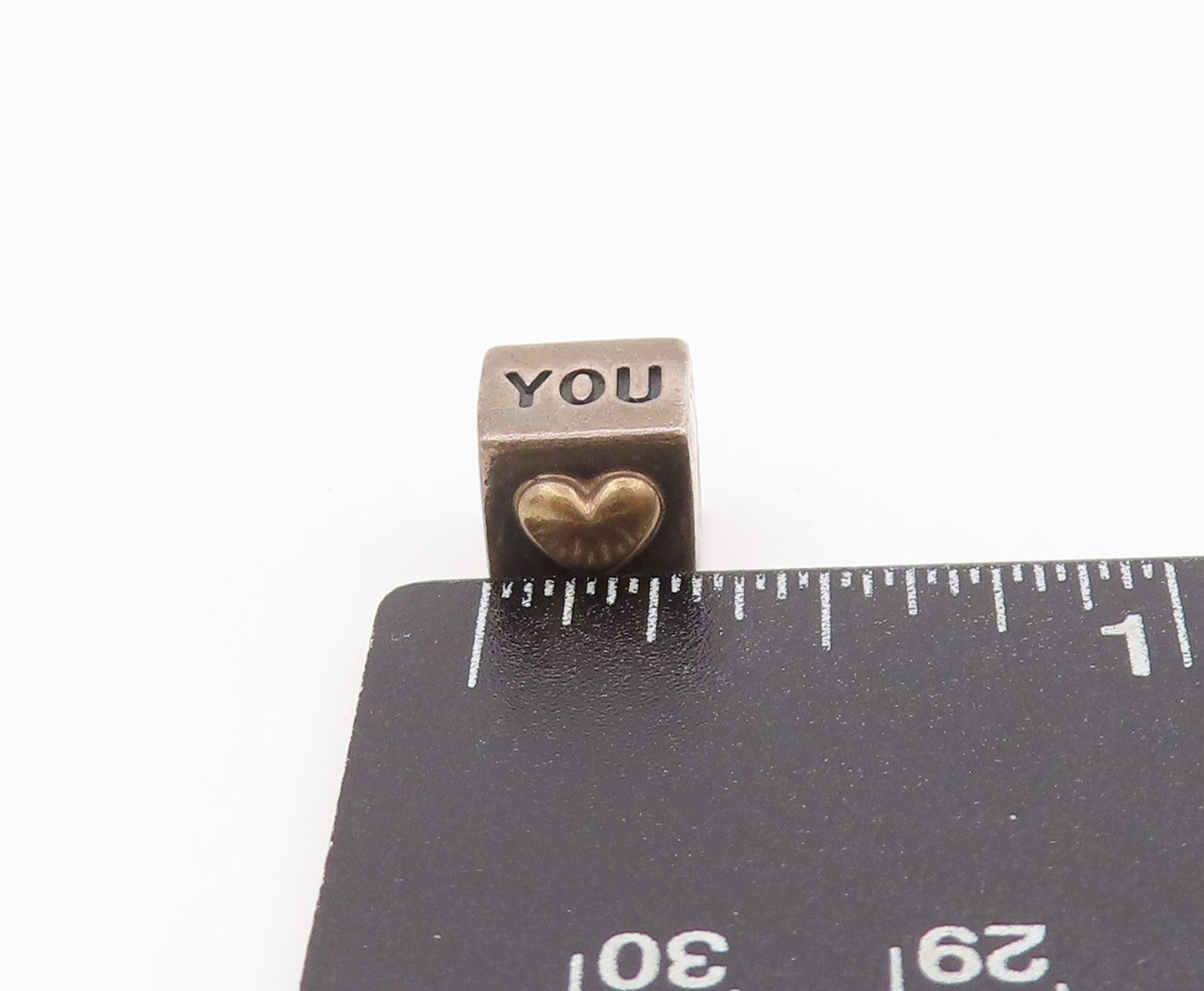 925 Sterling Silver Vintage Pendant PANDORA I Love You Etched Cube  PT24042