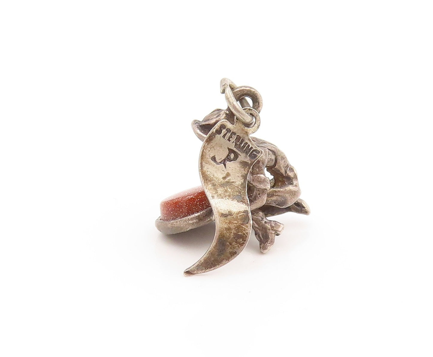 925 Sterling Silver Vintage Pendant Goldstone South Dakota Prospector  PT26221