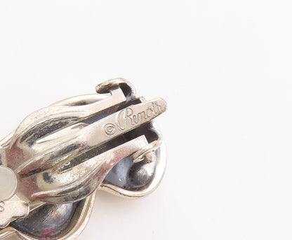 925 Sterling Silver Vintage Earrings RENOIR Minimalist Carved Swirls  EG13082