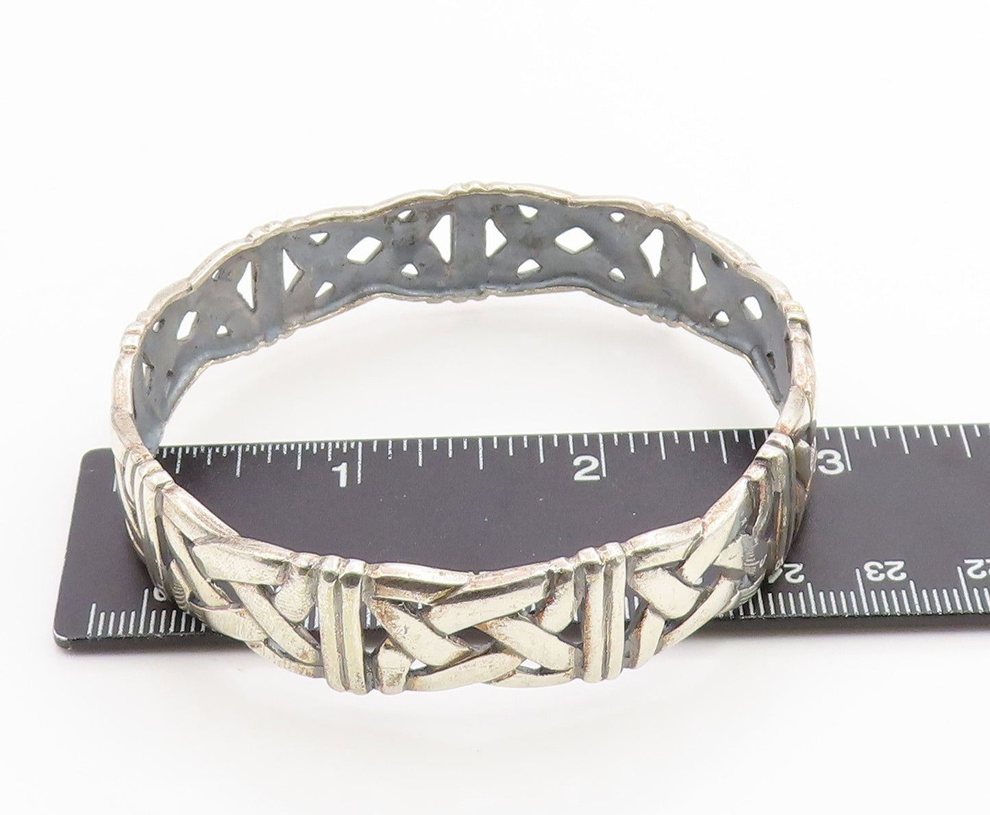 925 Sterling Silver Vintage Bracelet Classic Openwork Celtic Knot Bangle BT12036