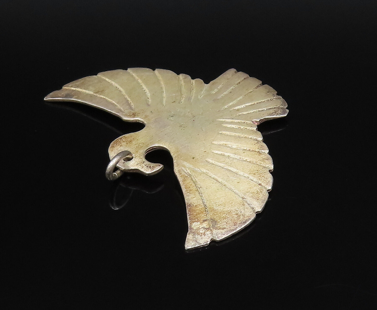 925 Sterling Silver  Vintage Minimalist Flying Bird Drop Pendant  PT21891